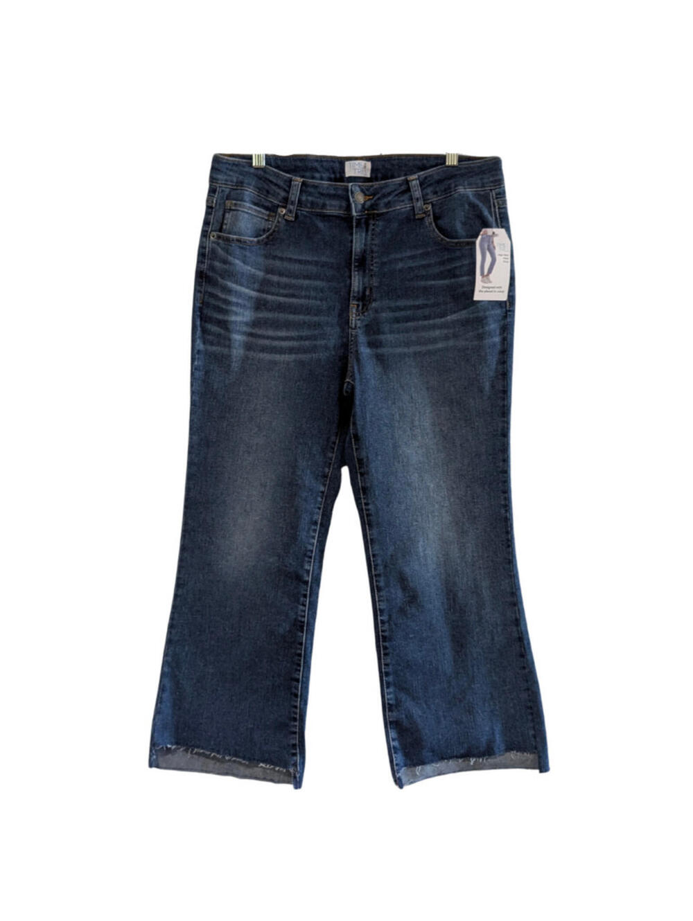 Time and Tru Women's High Rise Flare Crop Jeans Cotton Blend Medium Wash 16R NWT